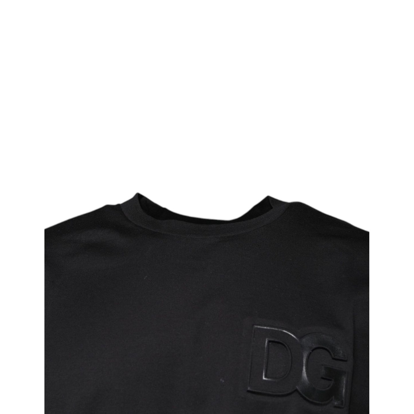 Dolce & Gabbana Black DG Logo Print Cotton Crew Neck T-shirt