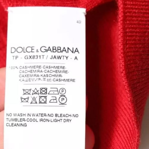 Dolce & Gabbana Red Cashmere Collared Pullover Sweater TSH87715-54