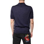 Dolce & Gabbana Blue Silk Collared Short Sleeves Polo T-shirt TSH87741-48