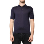 Dolce & Gabbana Blue Silk Collared Short Sleeves Polo T-shirt TSH87743-46