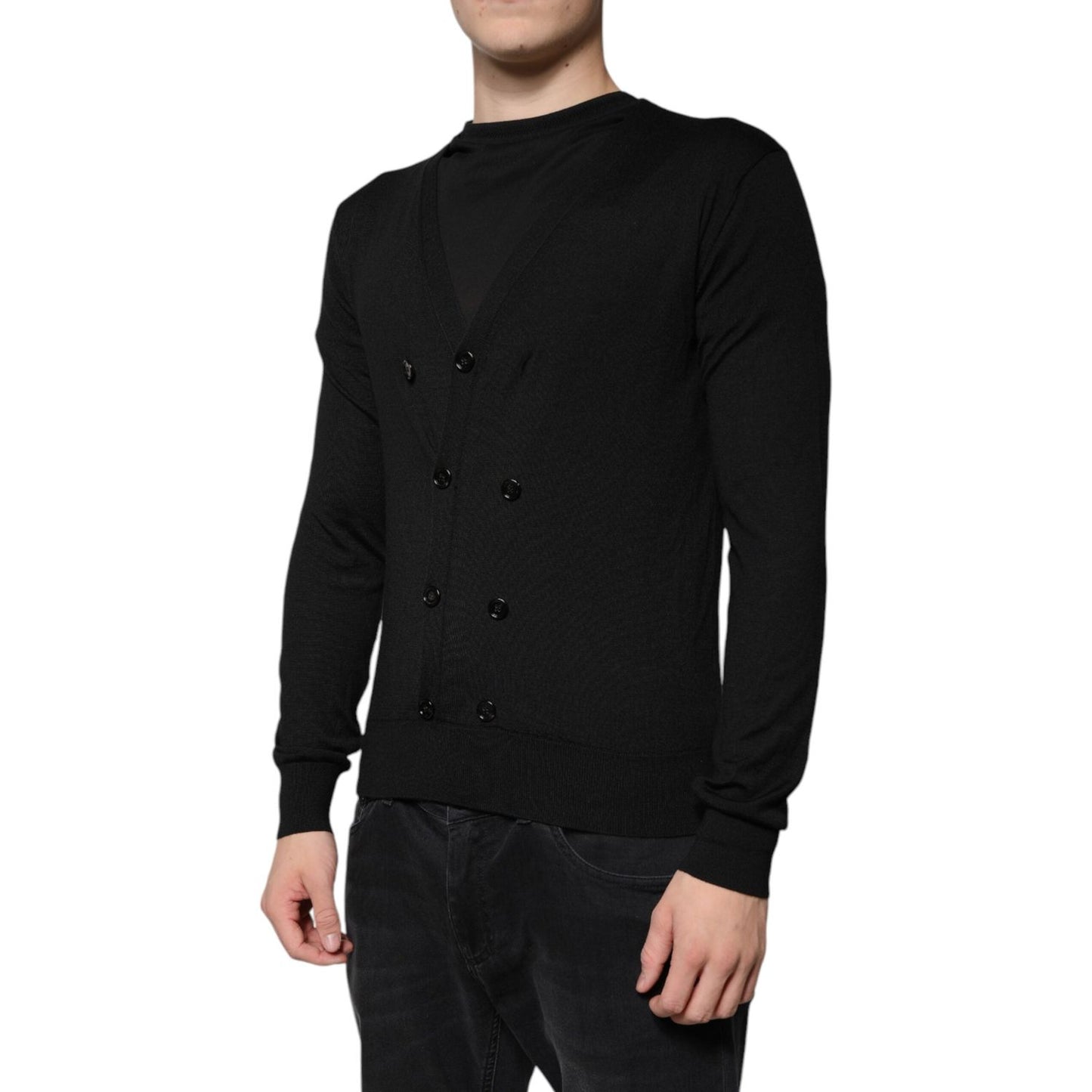 Dolce & Gabbana Black Cashmere Button Down Cardigan Sweater TSH87776-44