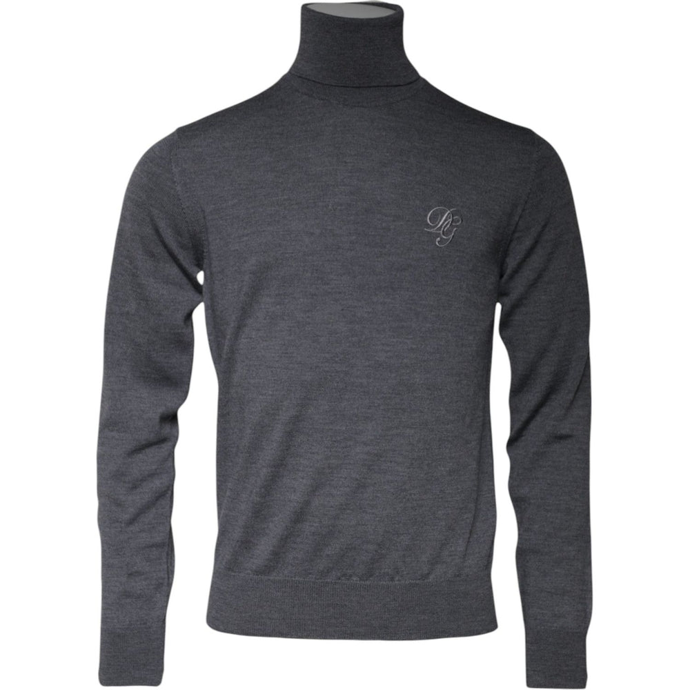 Dolce & Gabbana Gray Wool Logo Turtleneck Pullover Sweater TSH87779-48