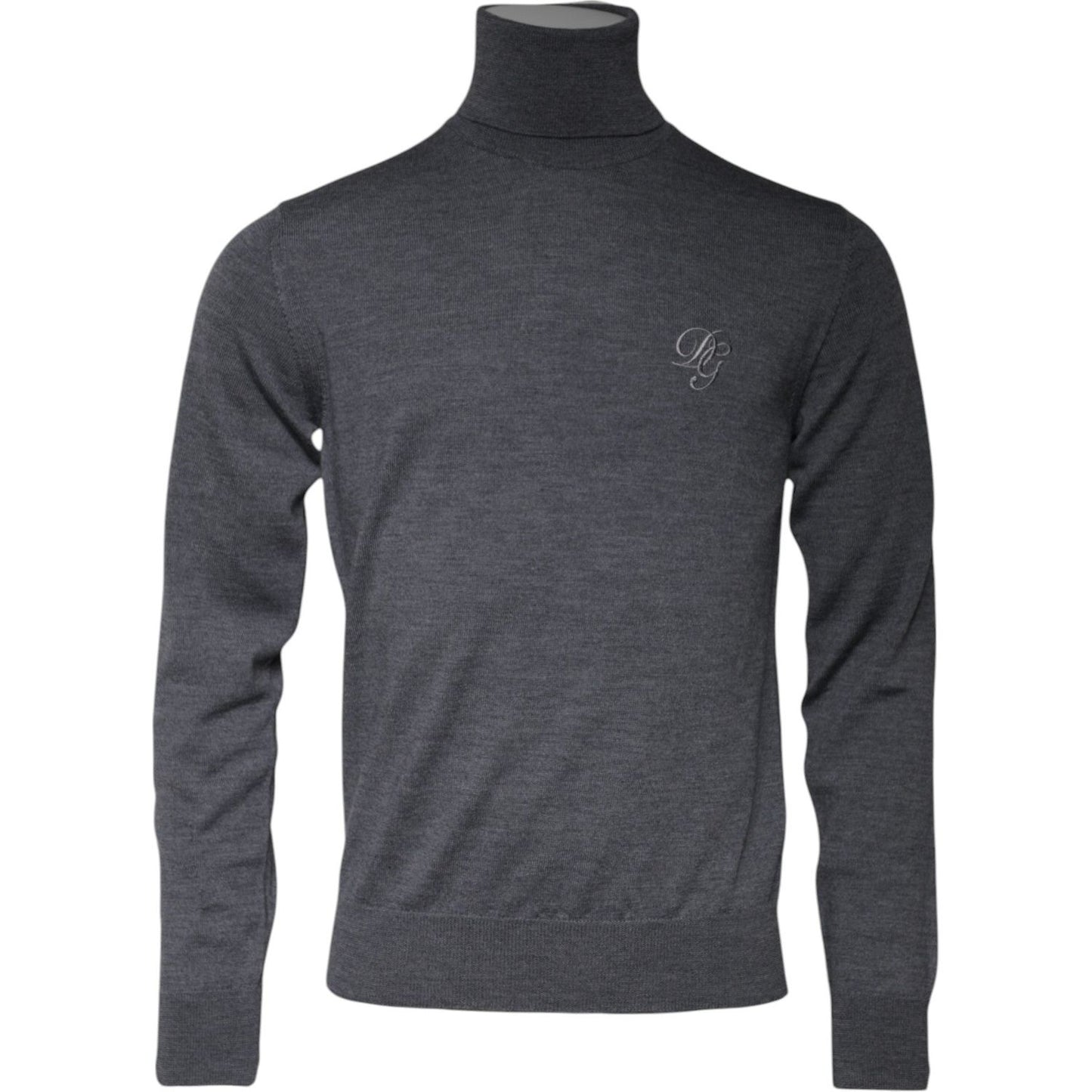 Dolce & Gabbana Gray Wool Logo Turtleneck Pullover Sweater TSH87779-48