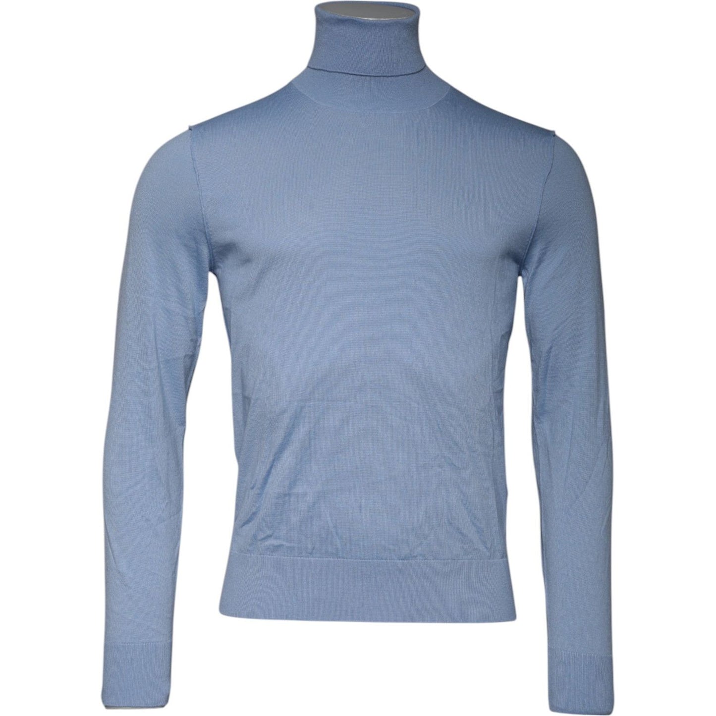 Dolce & Gabbana Light Blue Silk Turtleneck Pullover Sweater TSH87782-48