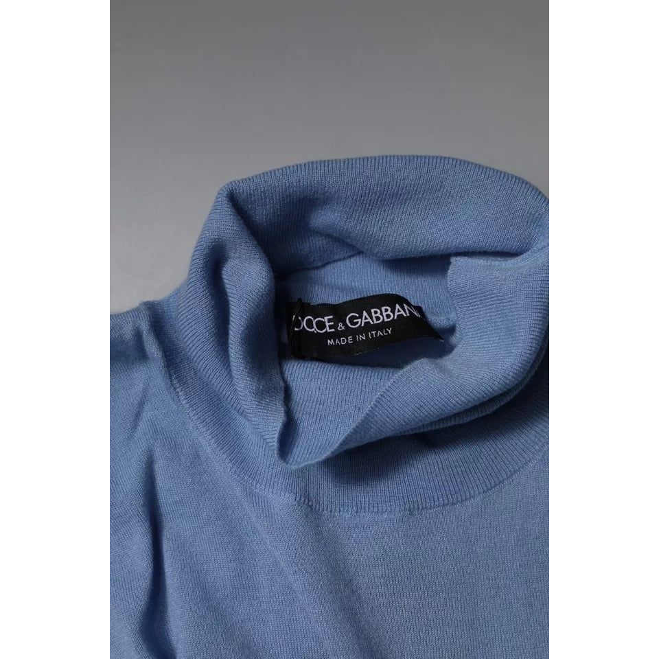 Dolce & Gabbana Light Blue Silk Turtleneck Pullover Sweater TSH87782-48