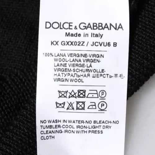 Dolce & Gabbana Black Logo Wool Crew Neck Pullover Sweater TSH87783-50
