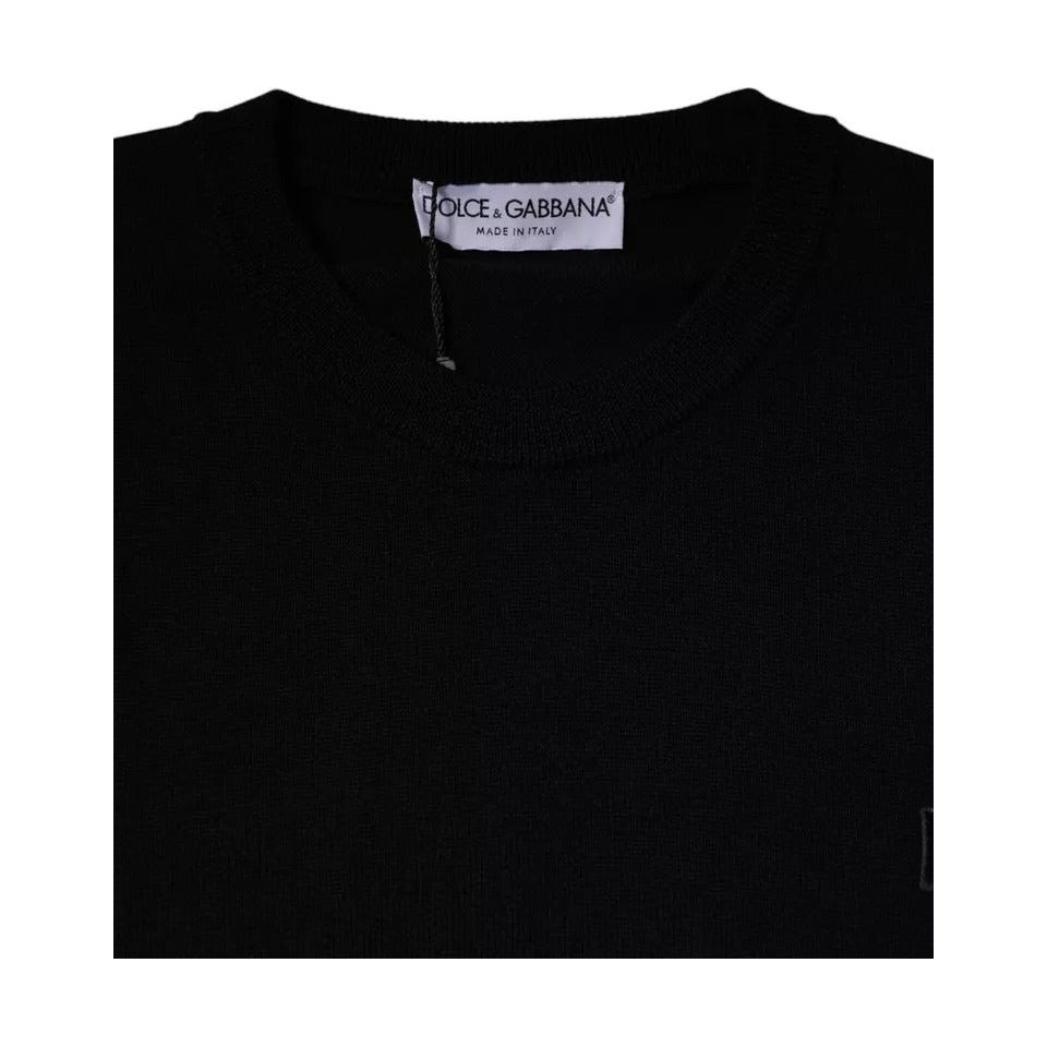 Dolce & Gabbana Black Logo Wool Crew Neck Pullover Sweater TSH87783-50