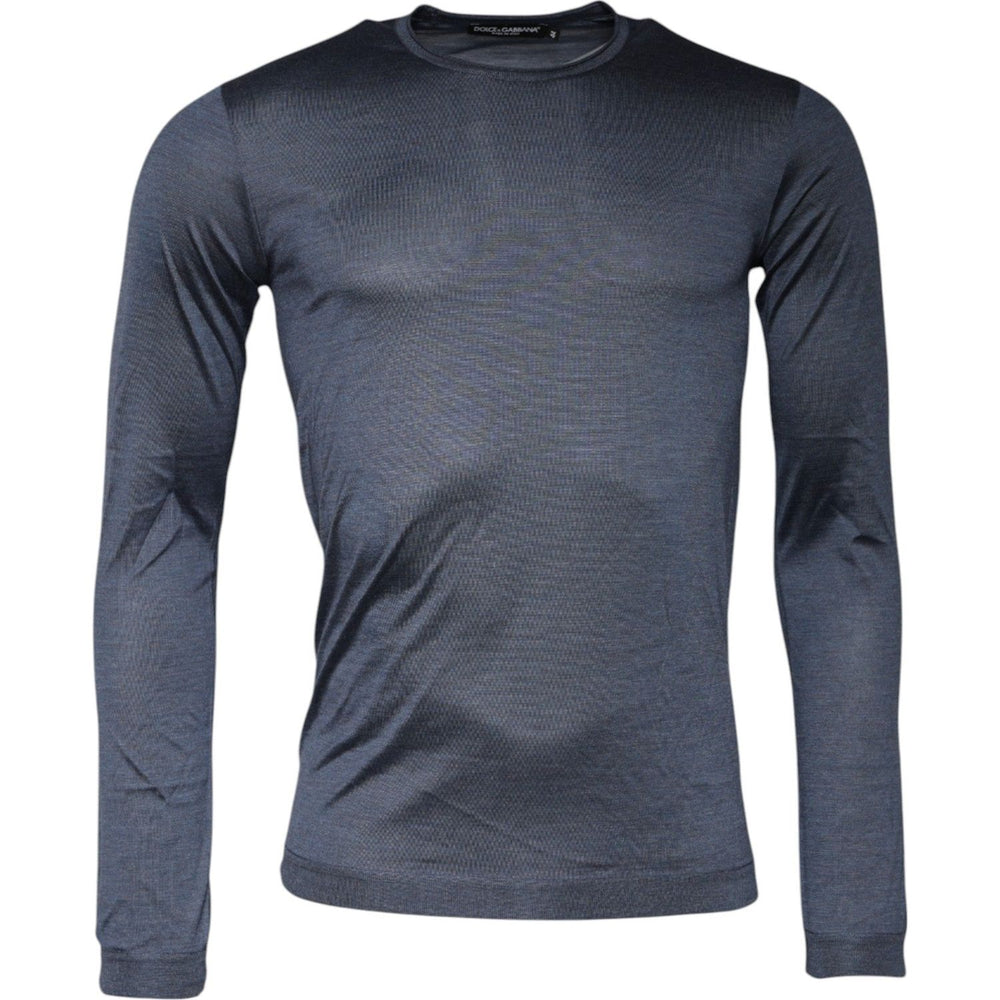 Dolce & Gabbana Dark Gray Silk Crew Neck Pullover Sweater TSH87788-44