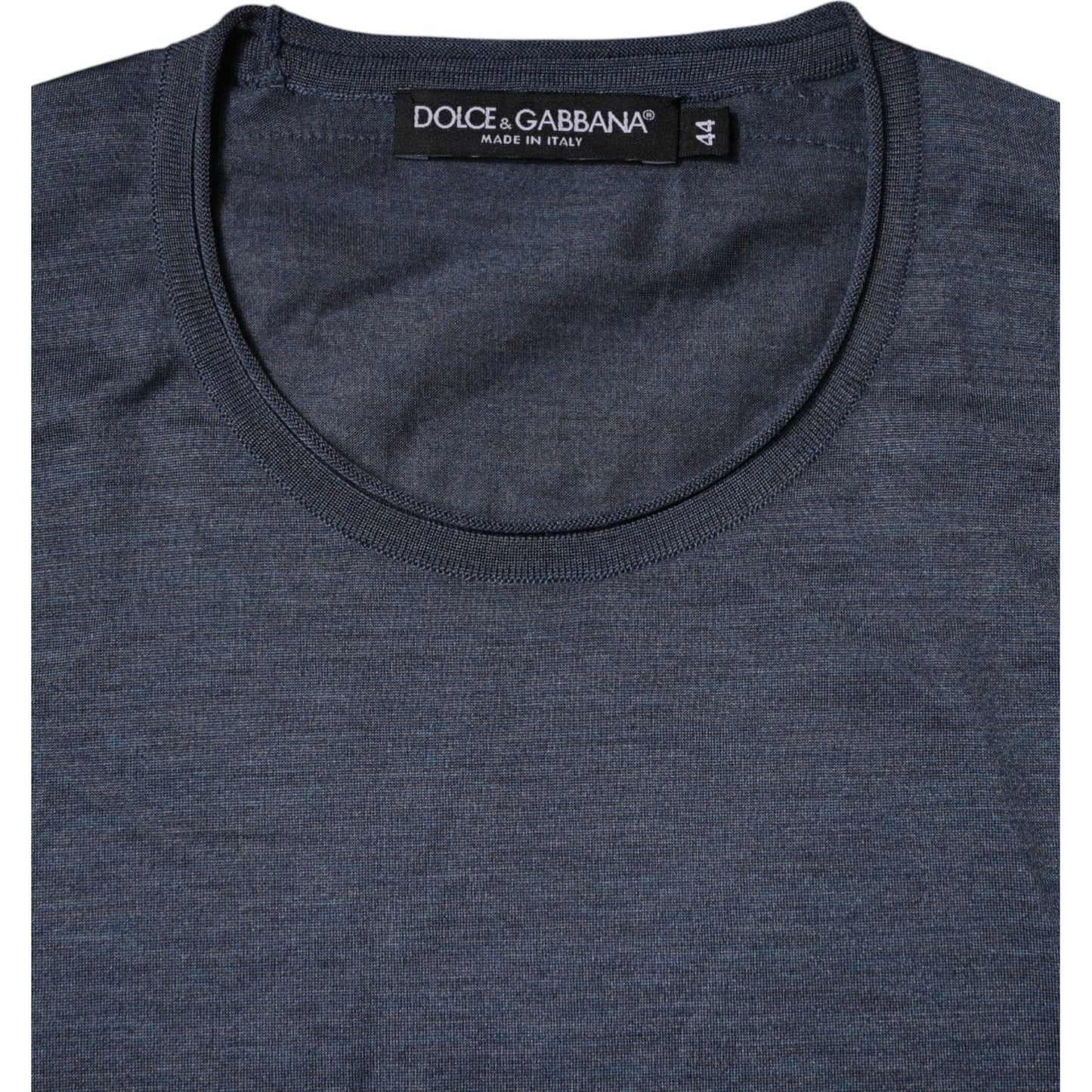 Dolce & Gabbana Dark Gray Silk Crew Neck Pullover Sweater TSH87788-44