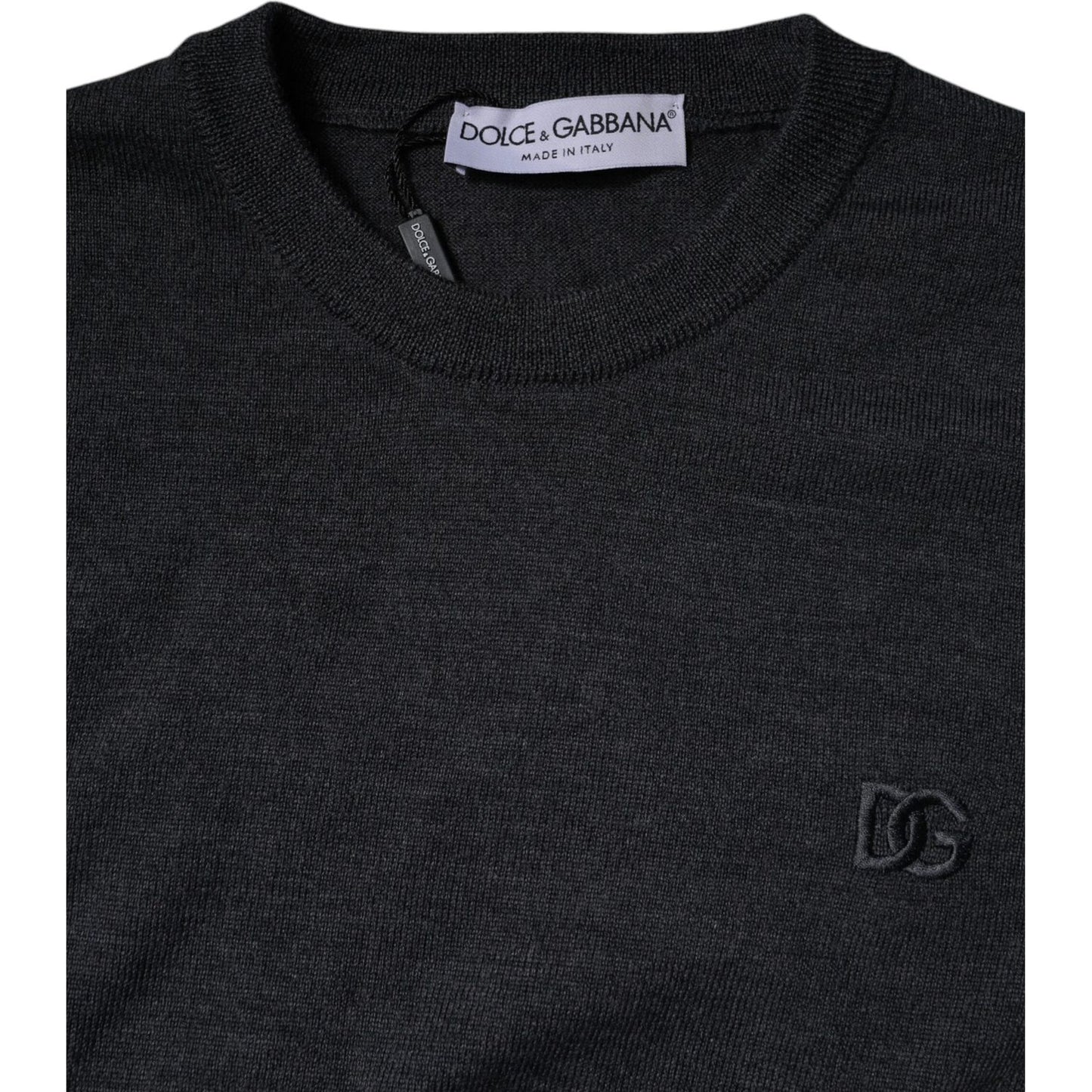 Dolce & Gabbana Dark Gray DG Logo Crew Neck Pullover Sweater TSH87796-46