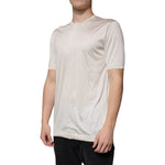 Dolce & Gabbana Off White Silk Crew Neck Henley T-shirt TSH87811-52