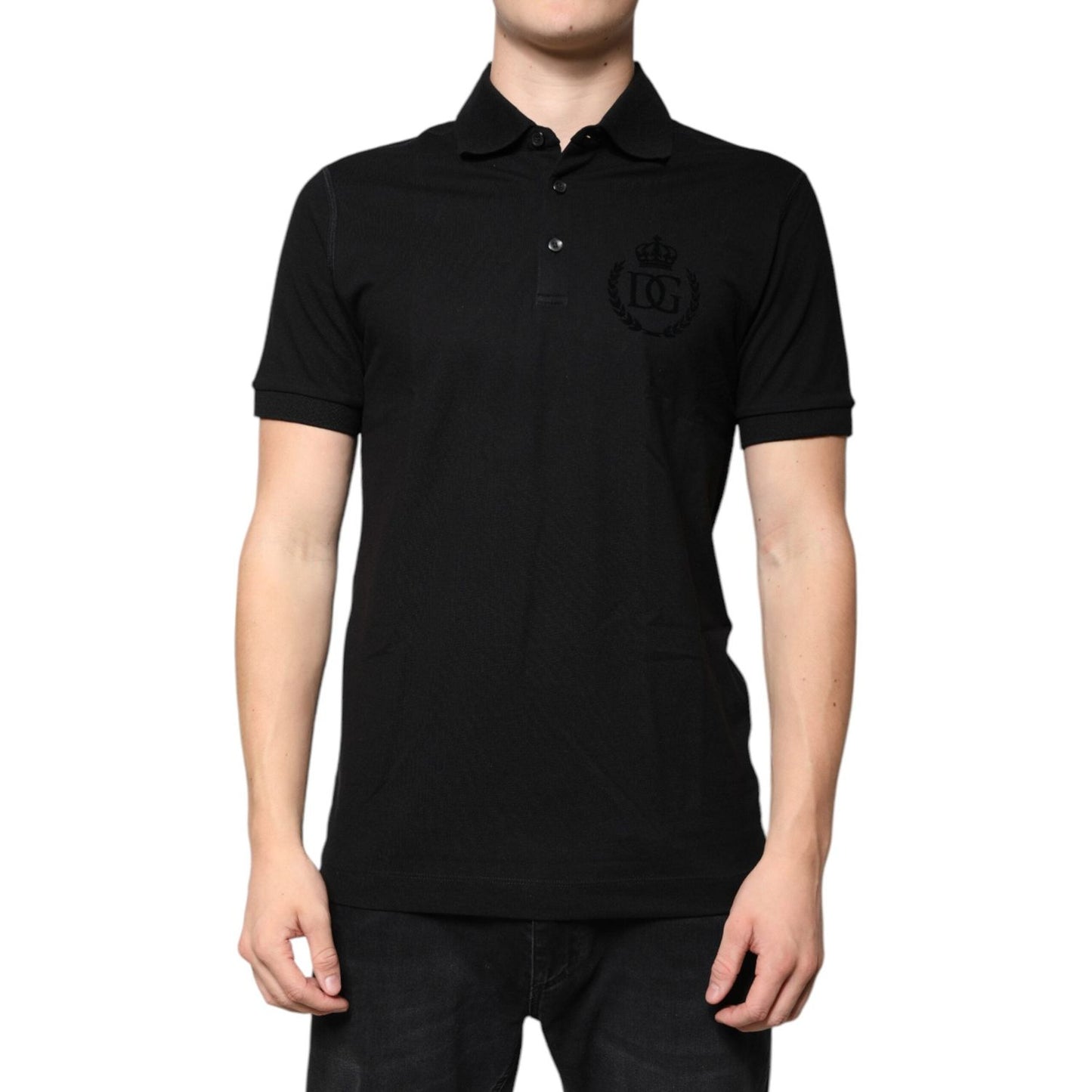 Dolce & Gabbana Black DG Collared Short Sleeves Polo T-shirt TSH90000-50