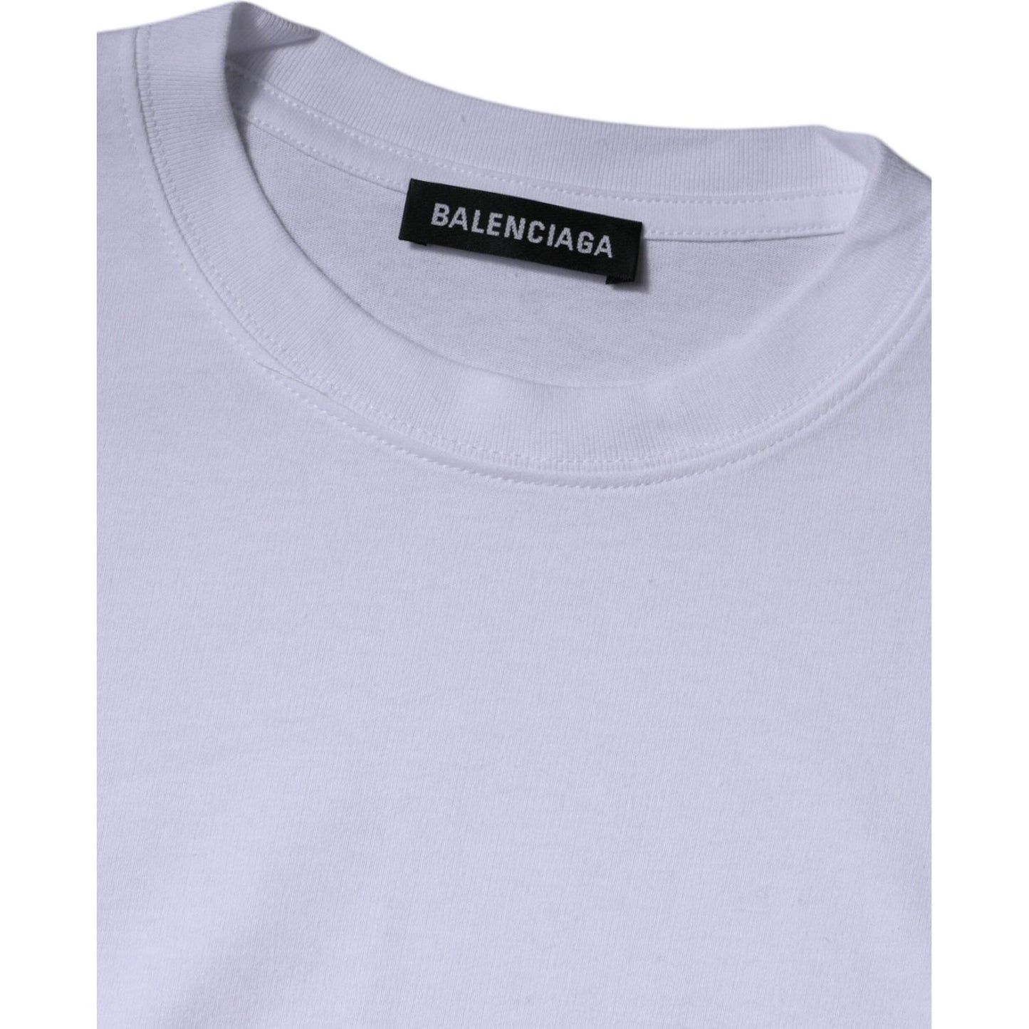 Balenciaga White Logo Cotton Jersey Crew Neck Short Sleeves T-shirt TSH878482-S