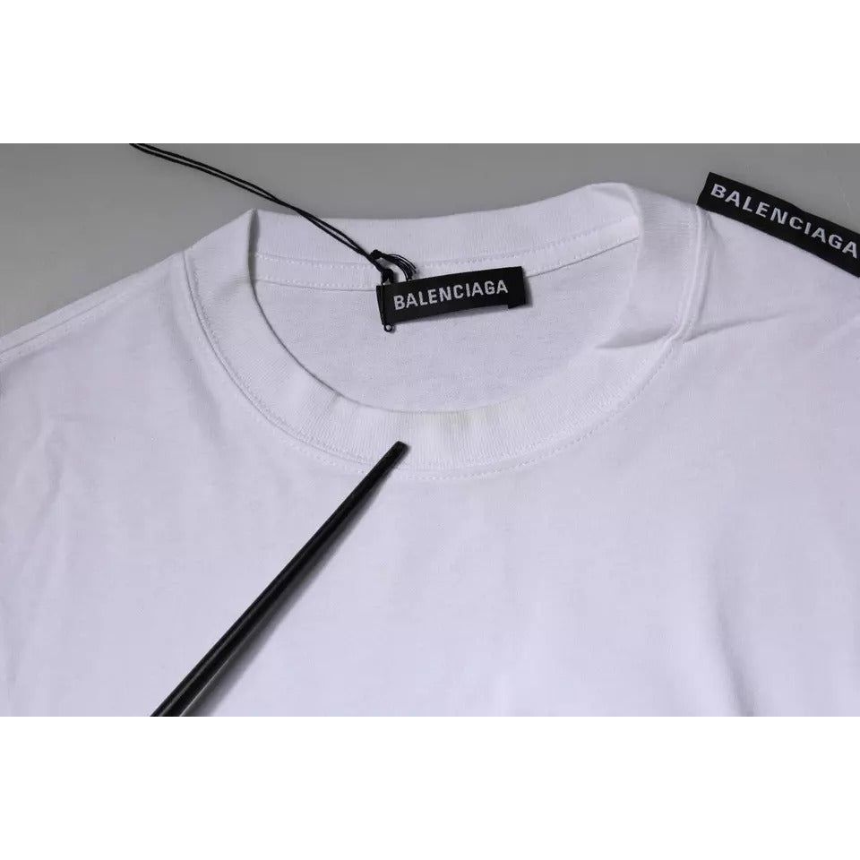 Balenciaga White Logo Cotton Jersey Crew Neck Short Sleeves T-shirt TSH878482-S
