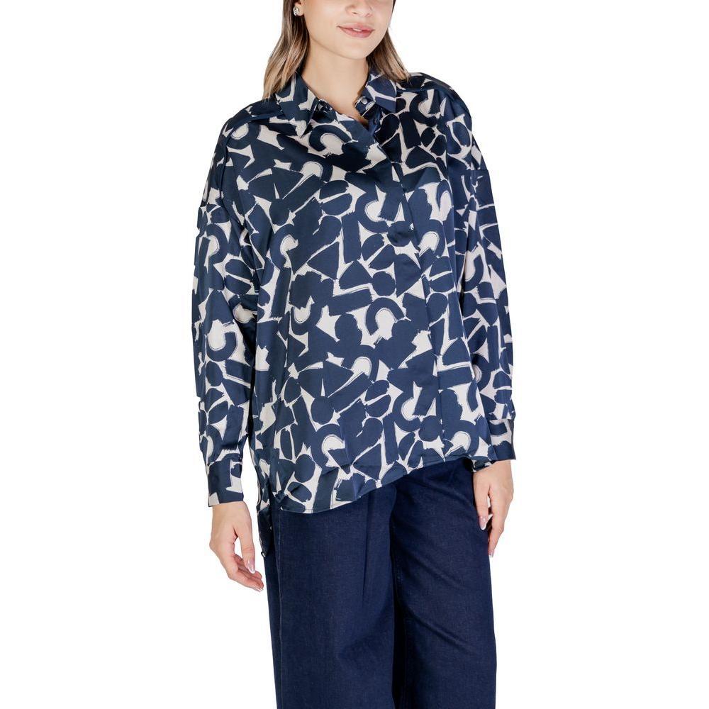 ICHI Blue Polyester Shirt IC-15692500010-IT36|XXS
