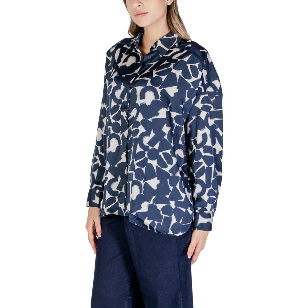 ICHI Blue Polyester Shirt IC-15692500010-IT36|XXS
