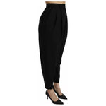 Dolce & Gabbana Black Wool High Waist Pleat Front Cropped Pants PAN70852-40