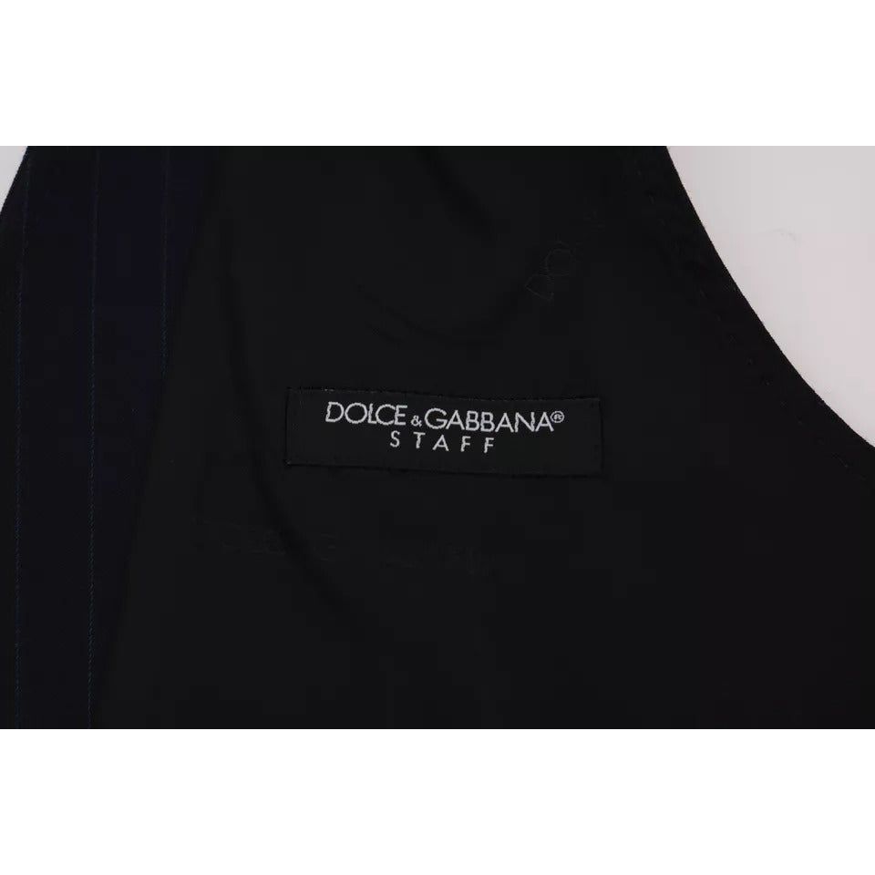 Dolce & Gabbana Blue Waistcoat Wool Stretch STAFF Vest SIG60371-54