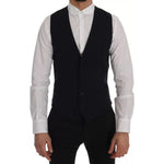 Dolce & Gabbana Blue Waistcoat Wool Stretch STAFF Vest SIG60371-54