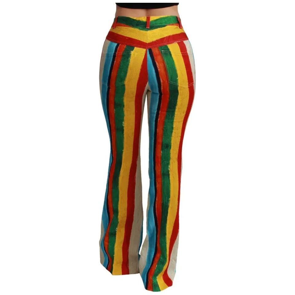 Dolce & Gabbana Multicolor Flared Riga Pittorica Pants PAN71053-40