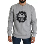 Dolce & Gabbana Gray Crown King Print Cotton Pullover Sweater TSH5554-52
