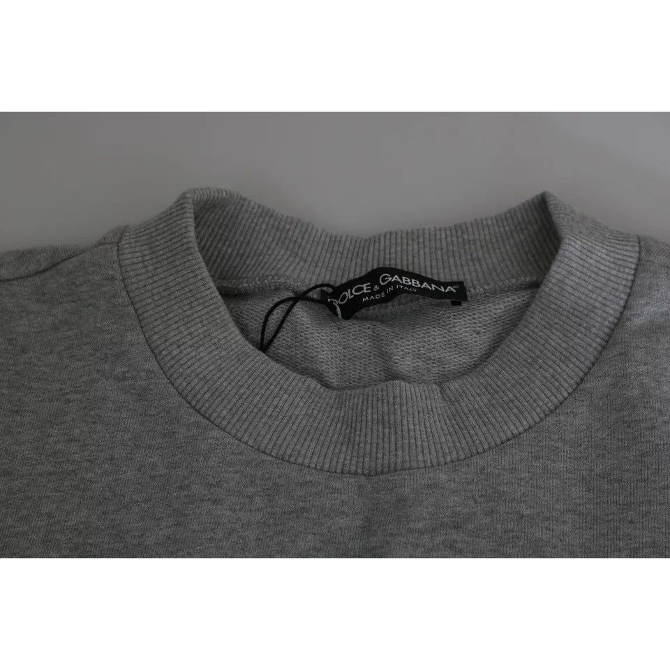 Dolce & Gabbana Gray Crown King Print Cotton Pullover Sweater TSH5554-52