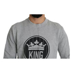 Dolce & Gabbana Gray Crown King Print Cotton Pullover Sweater TSH5554-52