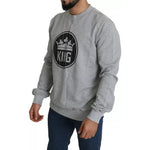 Dolce & Gabbana Gray Crown King Print Cotton Pullover Sweater TSH5554-52