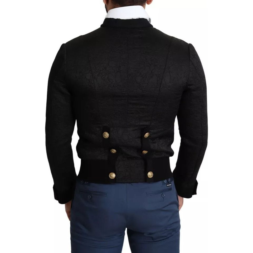 Dolce & Gabbana Black Button Embellished Military Jacket JKT2770-44