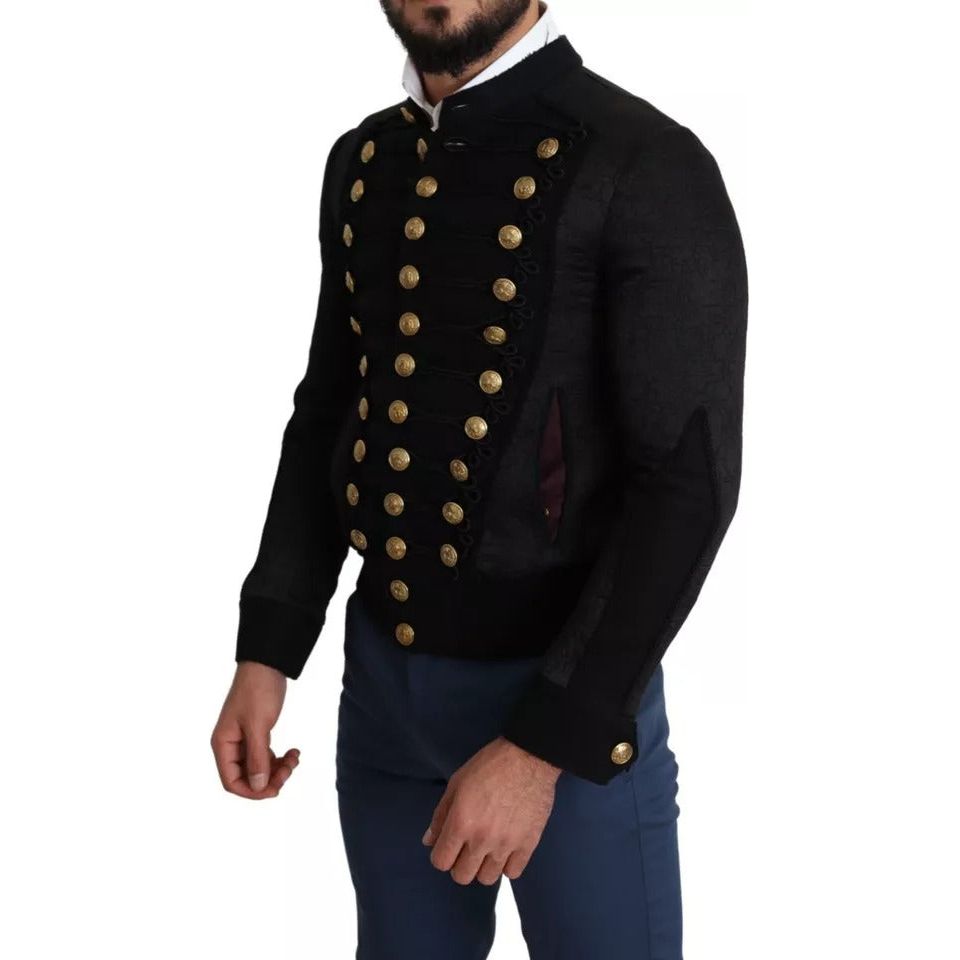 Dolce & Gabbana Black Button Embellished Military Jacket JKT2770-44