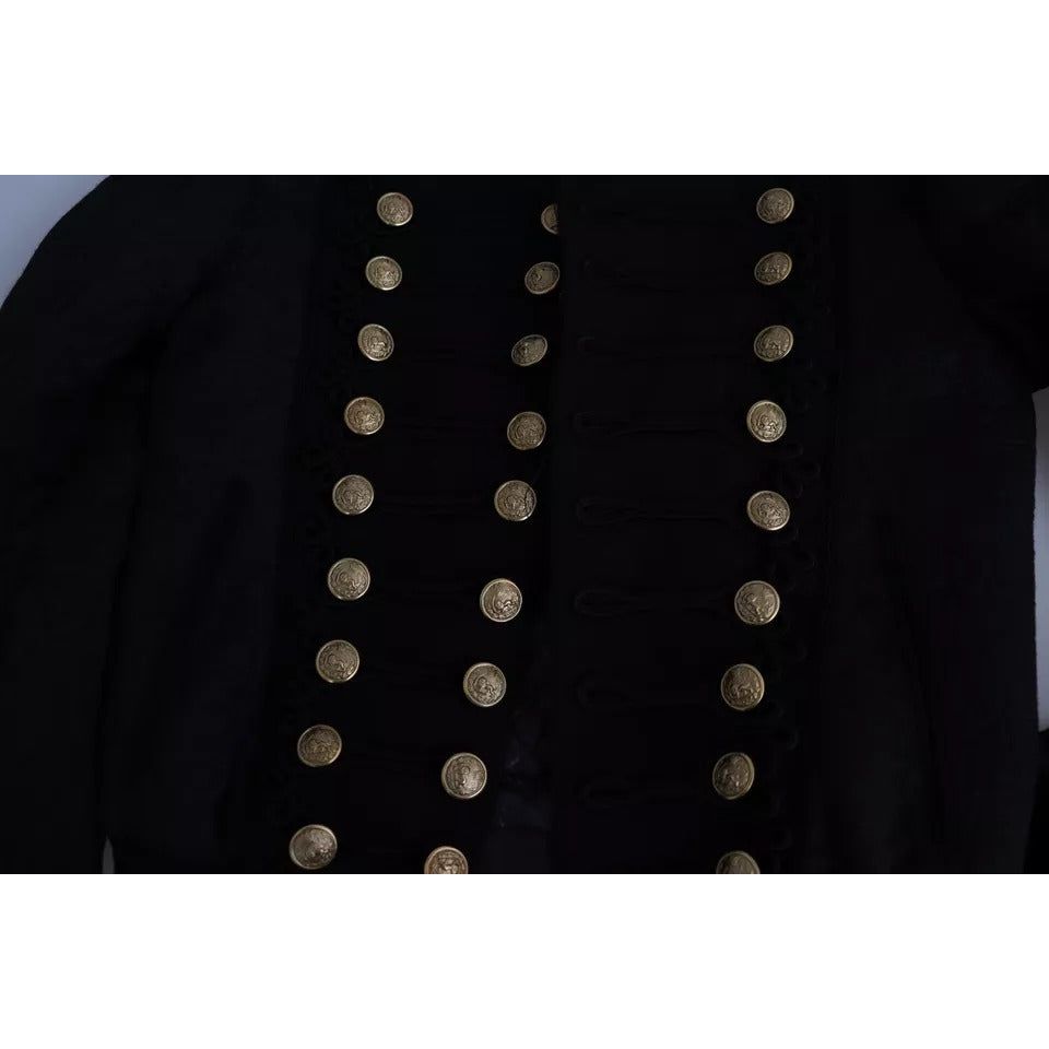 Dolce & Gabbana Black Button Embellished Military Jacket JKT2770-44
