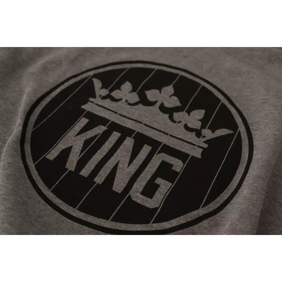 Dolce & Gabbana Gray Crown King Cotton Pullover Sweater TSH6407-44