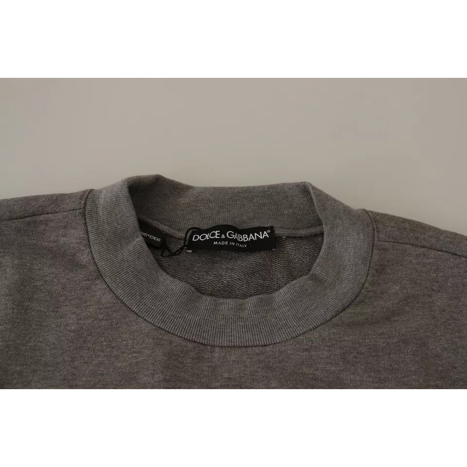 Dolce & Gabbana Gray Crown King Cotton Pullover Sweater TSH6407-44