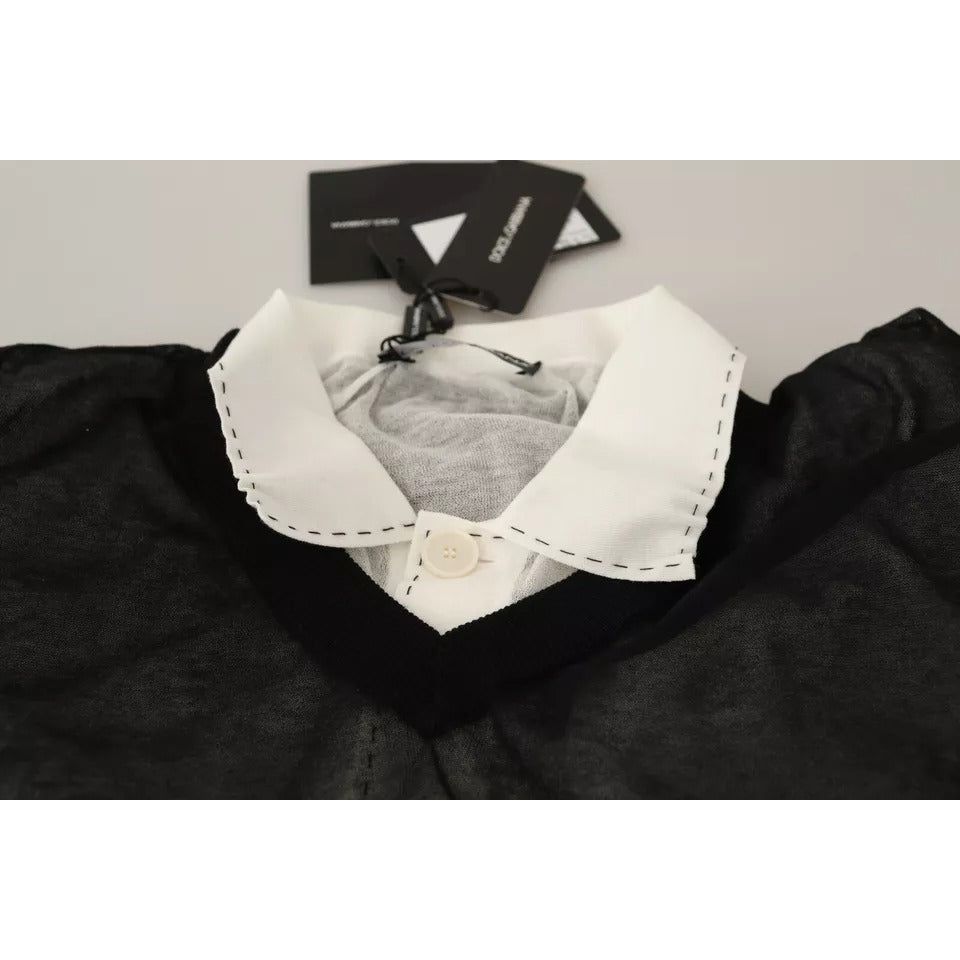 Dolce & Gabbana Black White Shirt One Piece Pullover Sweater TSH6464-xs
