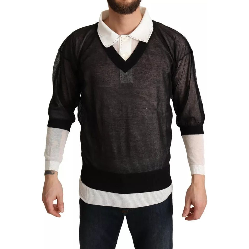 Dolce & Gabbana Black White Shirt One Piece Pullover Sweater TSH6464-xs