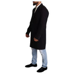 Dolce & Gabbana Blue Trench Coat Long Wool Stretch Jacket JKT2923-44