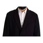 Dolce & Gabbana Blue Trench Coat Long Wool Stretch Jacket JKT2923-44