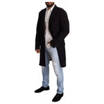 Dolce & Gabbana Blue Trench Coat Long Wool Stretch Jacket JKT2923-44