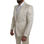 Dolce & Gabbana Beige Wool Crème 3 Piece SICILIA Shawl Suit KOS1801-44