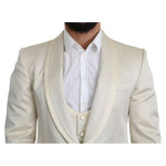 Dolce & Gabbana Beige Wool Crème 3 Piece SICILIA Shawl Suit KOS1801-44
