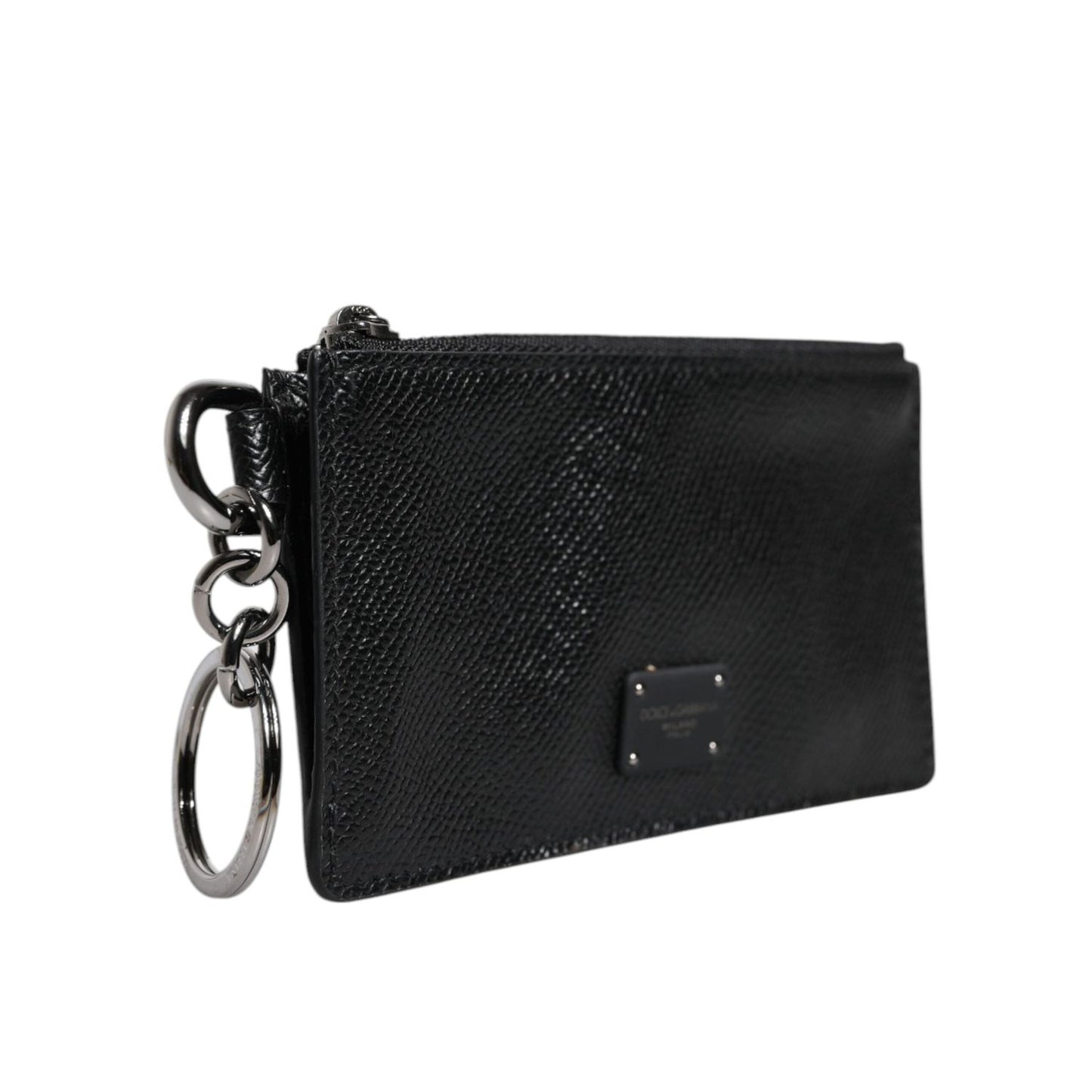 Dolce & Gabbana Black Calfskin Leather DG Logo Card Holder Wallet