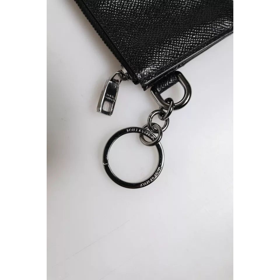 Dolce & Gabbana Black Calfskin Leather DG Logo Card Holder Wallet