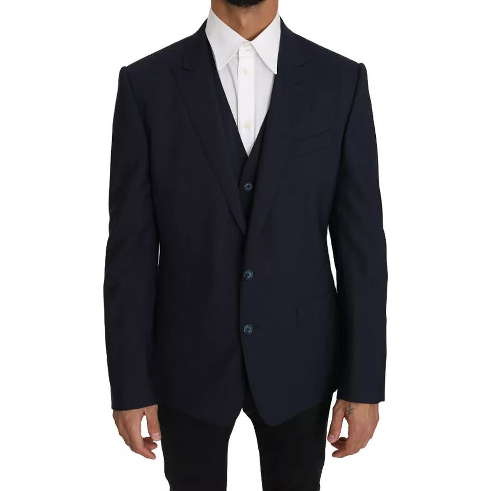 Dolce & Gabbana Blue Wool MARTINI Blazer Vest 2 Piece KOS1220-50