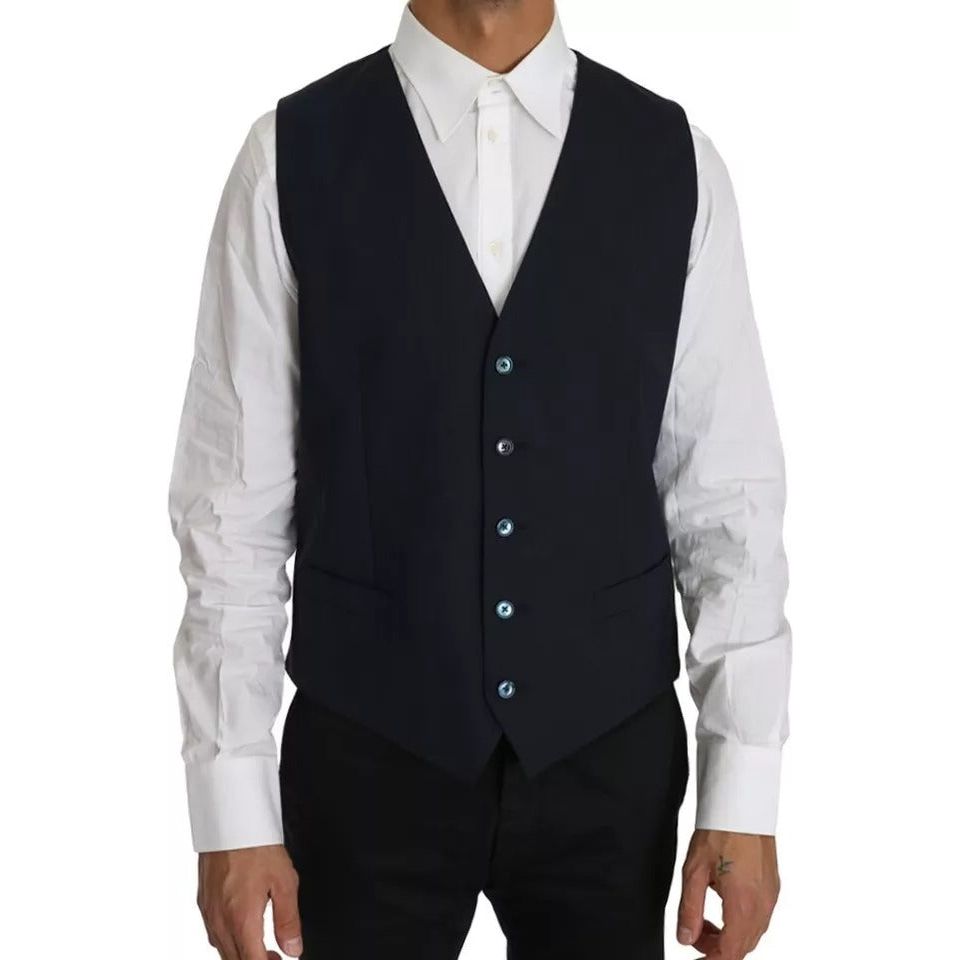 Dolce & Gabbana Blue Wool MARTINI Blazer Vest 2 Piece KOS1220-50