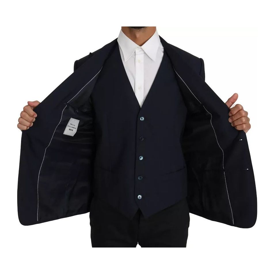 Dolce & Gabbana Blue Wool MARTINI Blazer Vest 2 Piece KOS1220-50