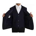 Dolce & Gabbana Blue Wool MARTINI Blazer Vest 2 Piece KOS1220-50
