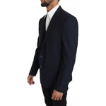 Dolce & Gabbana Blue Wool MARTINI Blazer Vest 2 Piece KOS1220-50