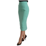 Dolce & Gabbana Mint Green Viscose Pencil Cut Midi Skirt SKI1608-38