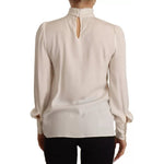 Dolce & Gabbana Off White Silk Long Sleeve Turtle Neck Top TSH7048-38