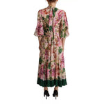 Dolce & Gabbana Pink A-line Sheath Floral Pussy Bow Long Dress
